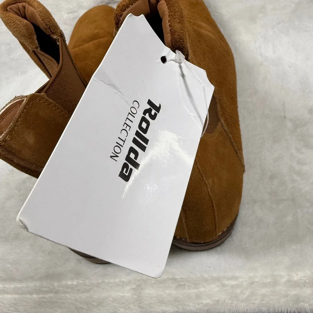 Rollda Collection Mens XZ31CP Suede Chelsea Boots Cognac Brown Size 8.5 NEW